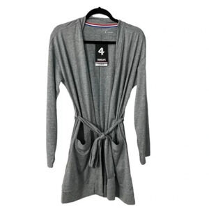 Fourlaps Stratus Wrap Grey Heather Women's Tie Front Robe/Cardigan Size L NWT